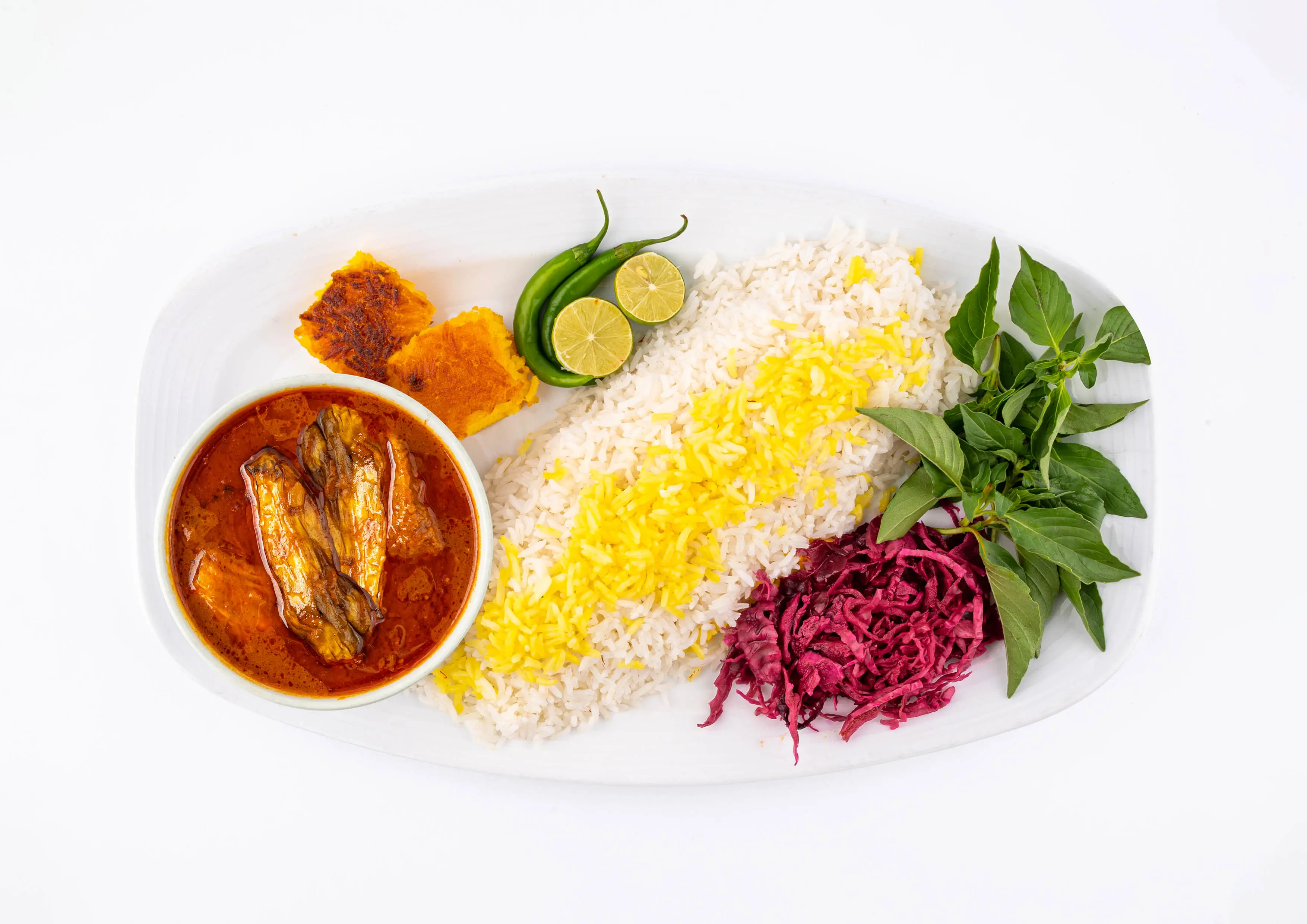 چلو خورشت قیمه بادمجان