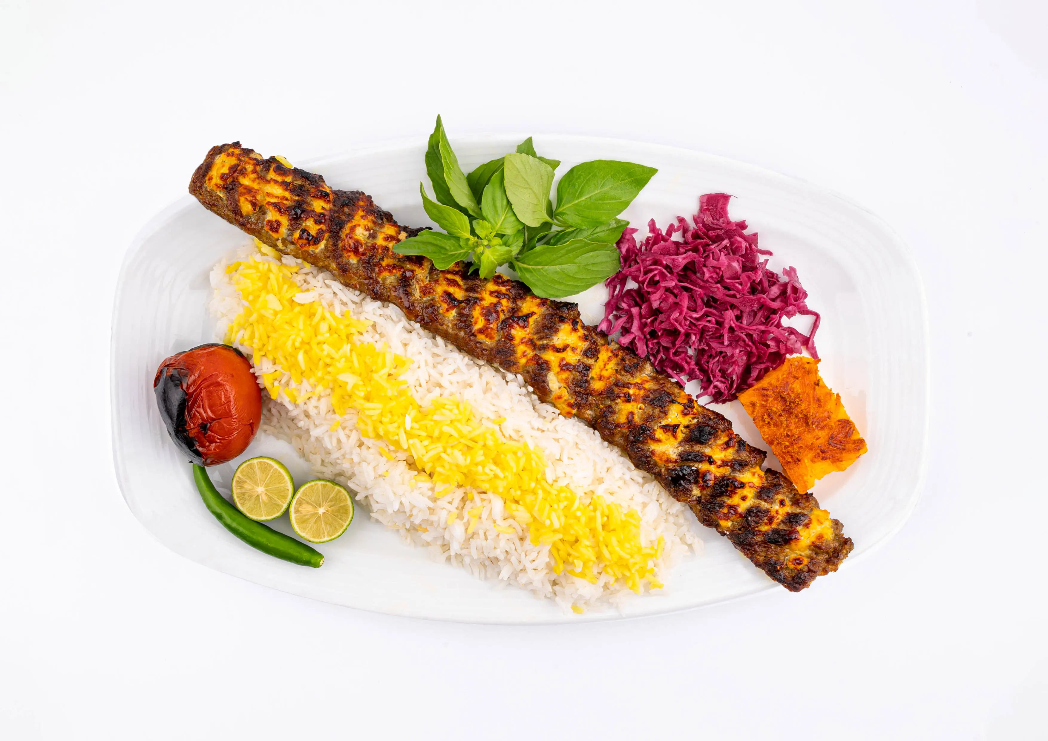 چلو کباب کوبیده نگینی