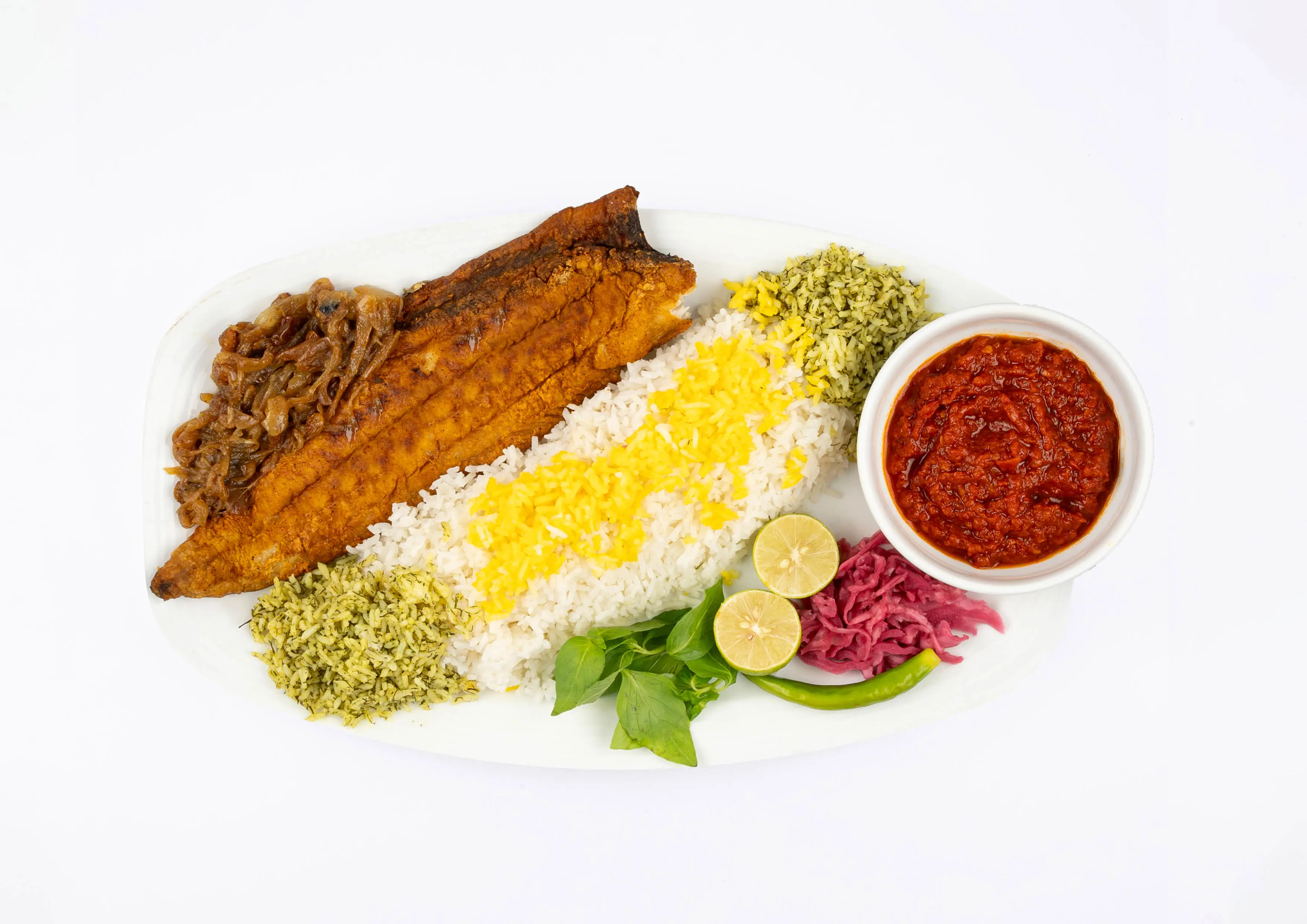 چلو ماهی سرخ شده